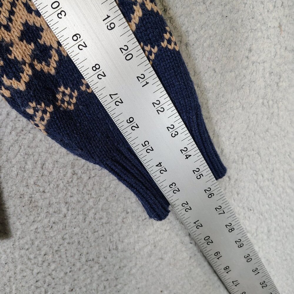 J.Crew Cardigan Sweater Mens Large Navy Beaige Fair Isle Wool Blend Button Front - Picture 7 of 11